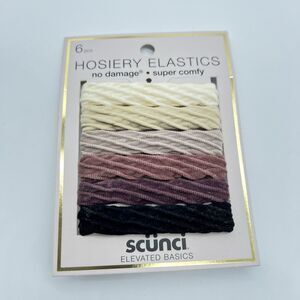 Scunci Hosiery Elastic Super Comfy Hair Ties Ombre Creams/Tans/Browns, 6-Pieces